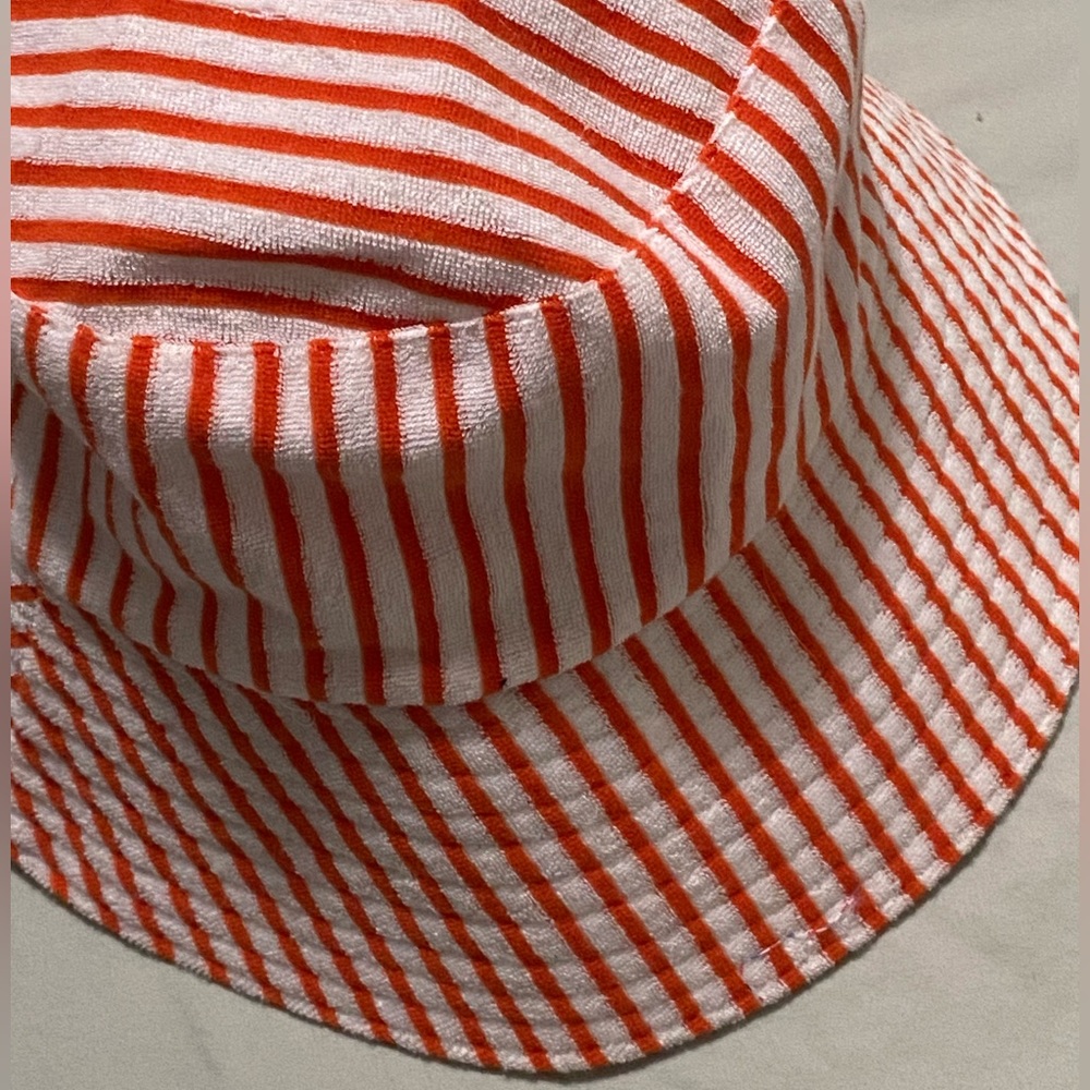 Anthropologie Red Striped Bucket Hat
